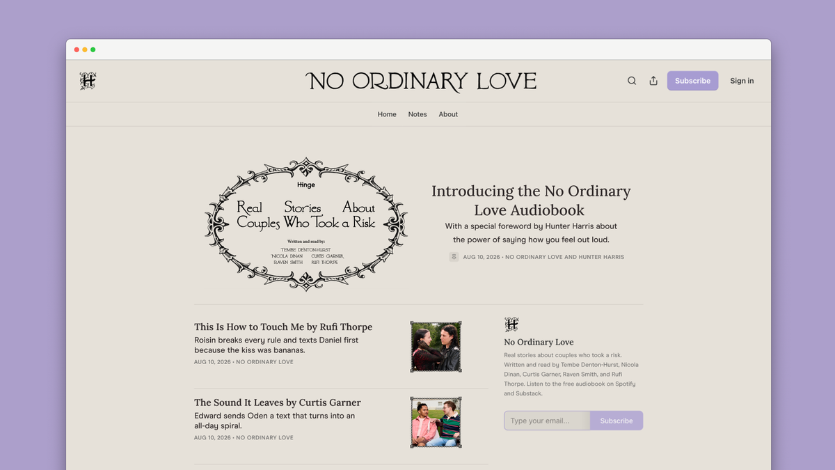 No Ordinary Love on Substack